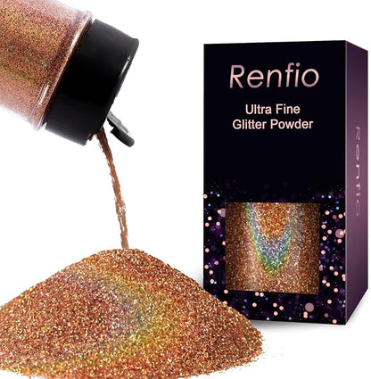 Renfio Holographic Ultra Fine Glitter Powder Metallic Resin Glitter 2.11 Oz PET by Renfio