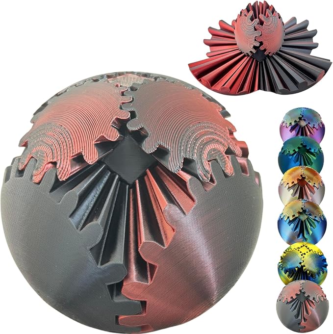 Gear Ball 3D Printed Spin Cube Fidget Toy, Sphere Stress Toy, GearSphere Desk by UlthoolBetterGiftChoiceforChristmas