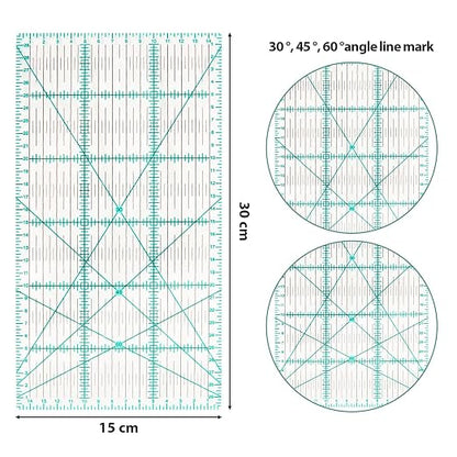 MANUFORE 15 x 30cm Sewing Acrylic Ruler Anti-Slip Metric Ruler DIY Quilting - Image 2