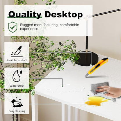 Small Folding Desk 35 inch, No Assembly Required Narrow Office Desk, Writing - Image 5
