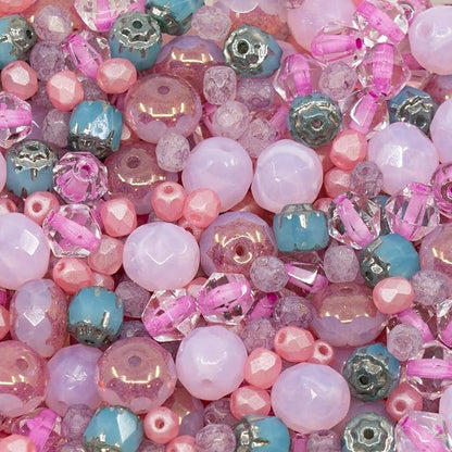 0.9 oz Mix of Faceted Fire Polished Czech Glass Beads 4-10mm, Cold Pink by CzechBeadsManufacturer