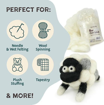 Woolbuddy Wool Felting Core Wool – Handmade Carded White - Image 4