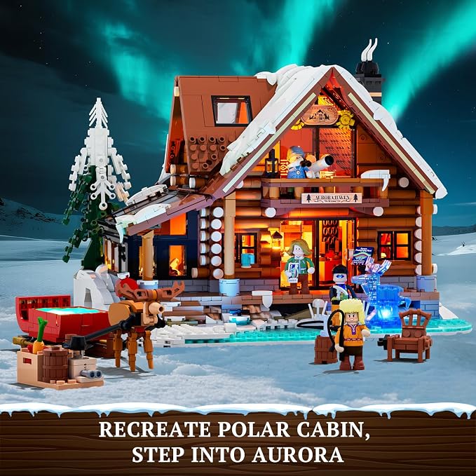 Aurora-Cabin Christmas Lighting-Building-Bricks Set - Image 5