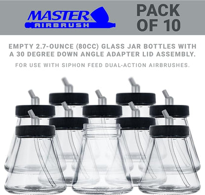 Master Airbrush TB-010 Empty 2.7-Ounce Glass Jar Bottles - Image 2