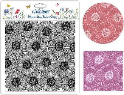CHGCRAFT Wishing Flowers Polymer Clay Texture Sheets Silicone Texture Stamp by chgcraft