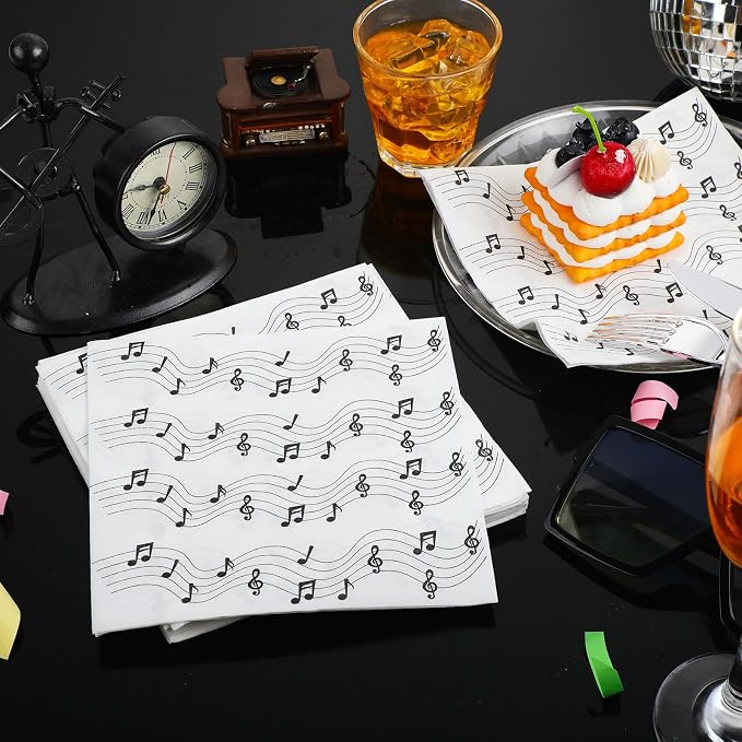 60 Pcs Music Note Cocktail Paper Napkins 6.5 x 6.5 Inches Disposable Paper - Image 4