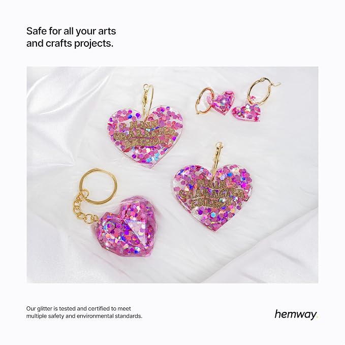 Hemway Glitter for Resin 100g Rose Pink Holographic Metallic Crystals for Epoxy - Image 5