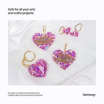 Hemway Glitter for Resin 100g Rose Pink Holographic Metallic Crystals for Epoxy - Image 5