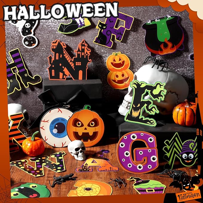 Faccito 176 Pcs Halloween Bulletin Board Decorations Letters Numbers Alphabet - Image 4