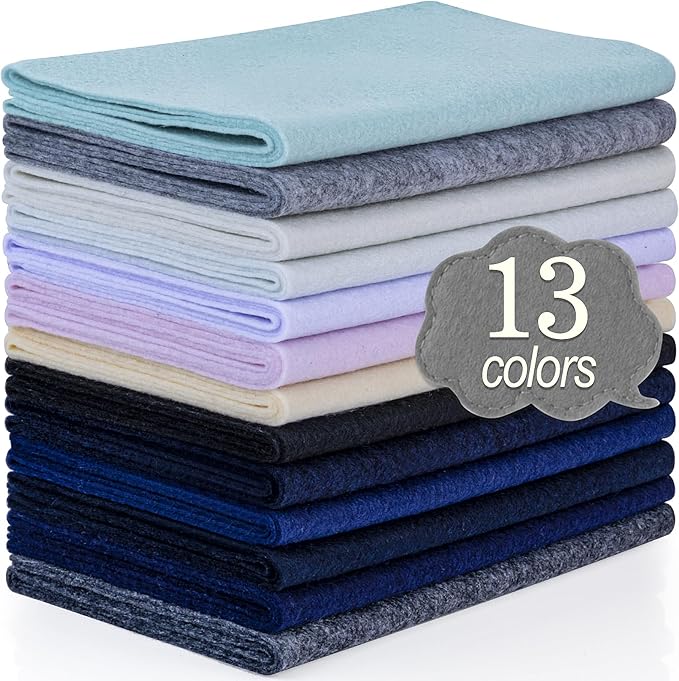 XSEINO 13 Rolls 8"x35" 1.4mm Thick Soft Felt Fabric Sheet 13 Assorted Black by XSEINOiscreating%EF%BC%81