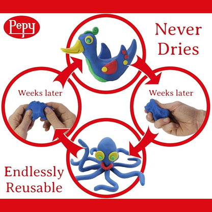 Pepy Reusable and Non-Drying Oil-Based Plasticine Modeling Clay, Primary Colors - Image 2
