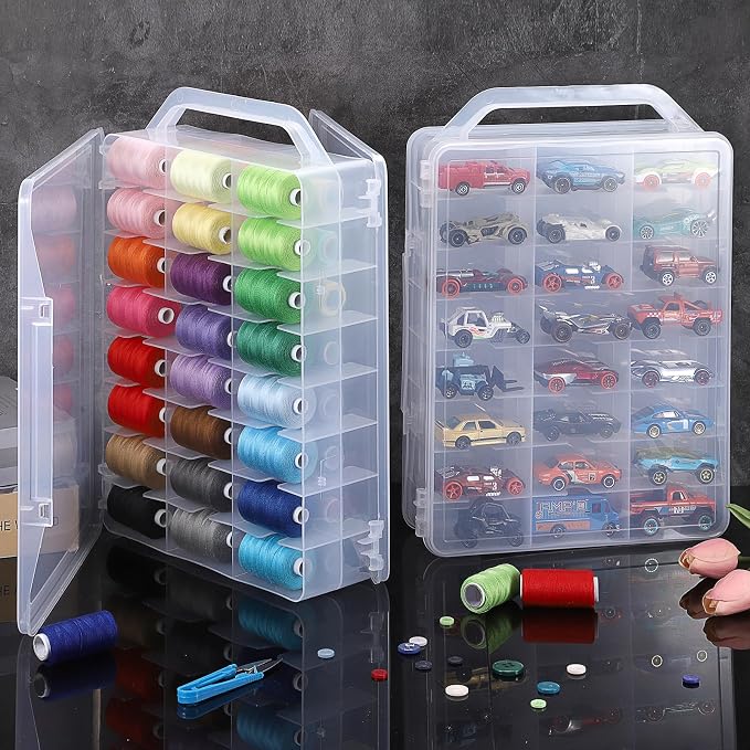 OwnMy 2 Pack 46 Grids Sewing Thread Organizer, Double-Sided Thread Spool - Image 7
