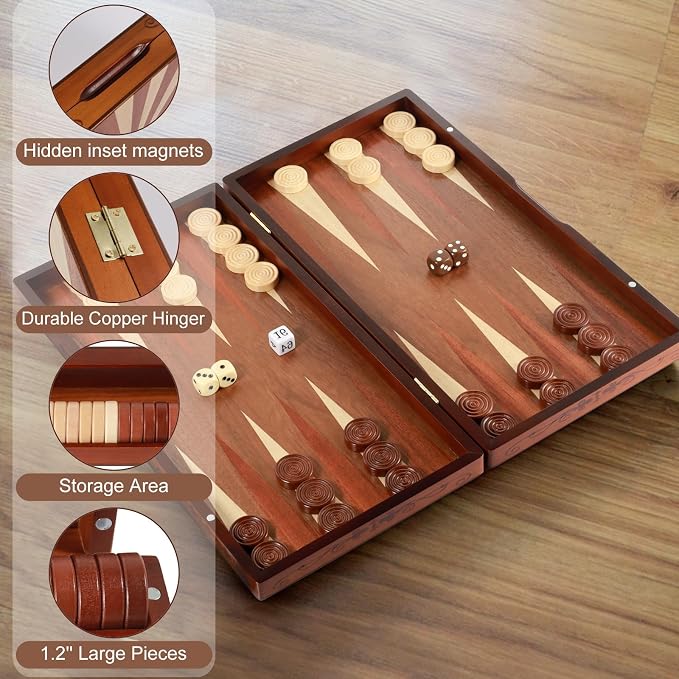 Wooden Folding Backgammon Set - Image 6