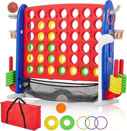 Giant 4 in a Row Game, Adjustable Height Board Jumbo 4-in-a-Row Game by Garvee