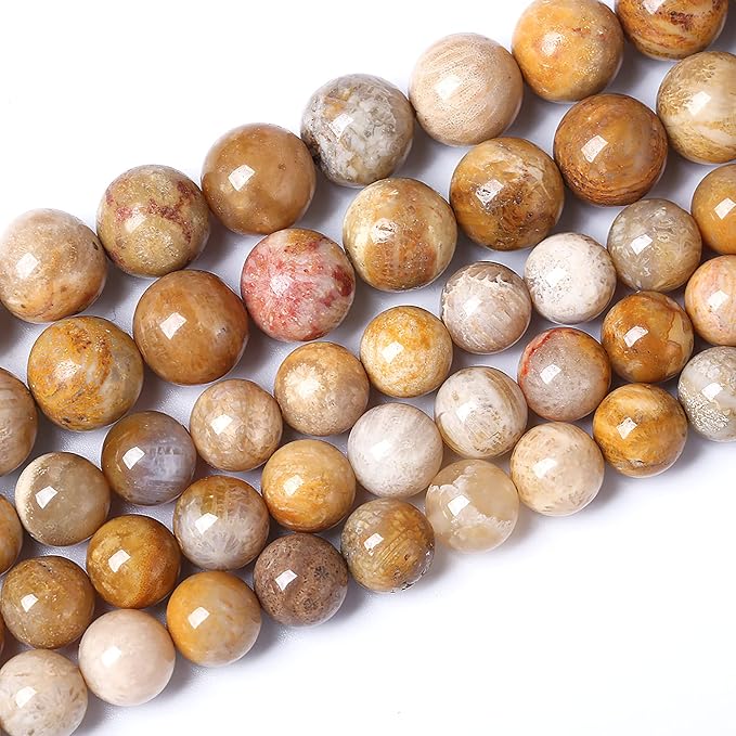 45pcs 8mm Natural Coral Jade Chrysanthemum Stone Beads Round Loose Beads - Image 3