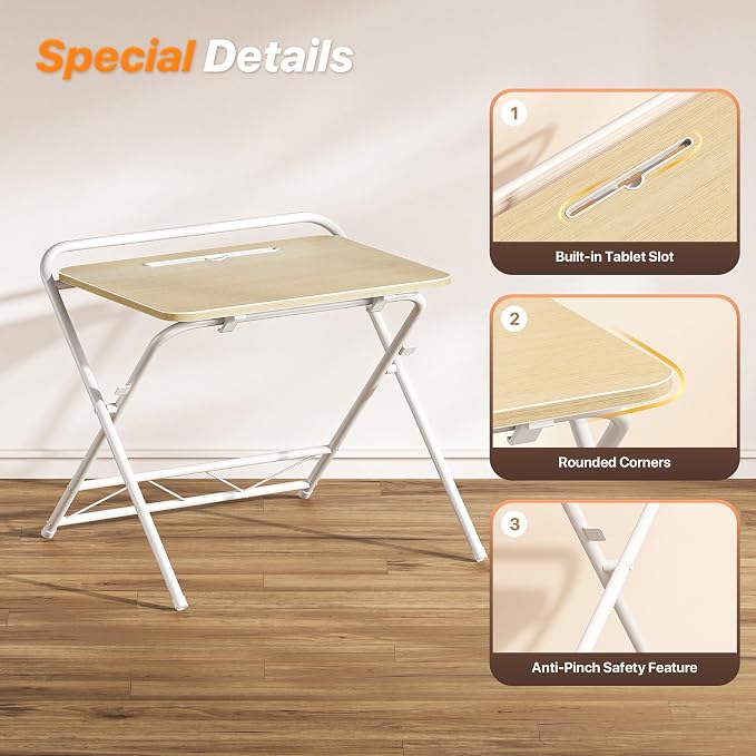 Huuger Folding Desk with 3-Level Adjustable Height and Tablet Slot, 24 Inch - Image 9