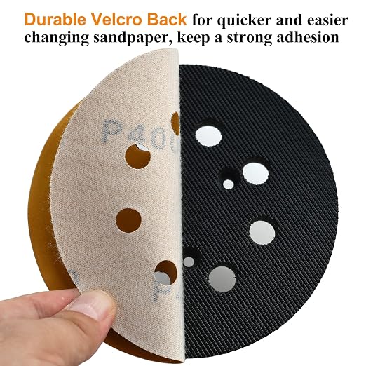 5-Inch 8-Hole Hook and Loop Sanding Discs 400-Grit Random Orbit Sandpaper - Image 4