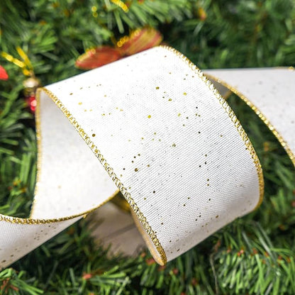 CT CRAFT LLC Whtie Burlap Fabric Confetti Glitter Wired Ribbon 2.5" x 10 Yards - Image 5