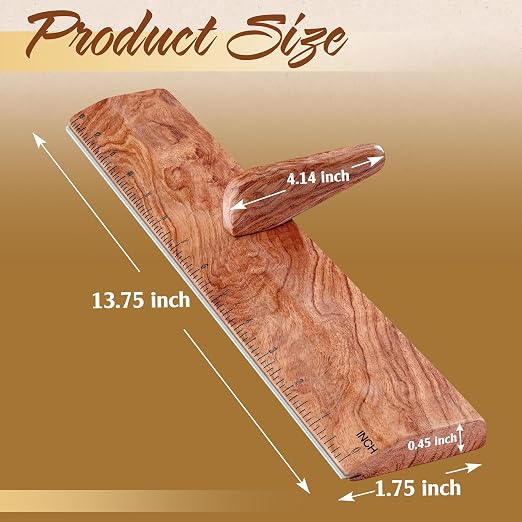 SAVINA Safety Ruler with Handle & Stainless Steel Edge - 13in Handmade Hardwood - Image 5
