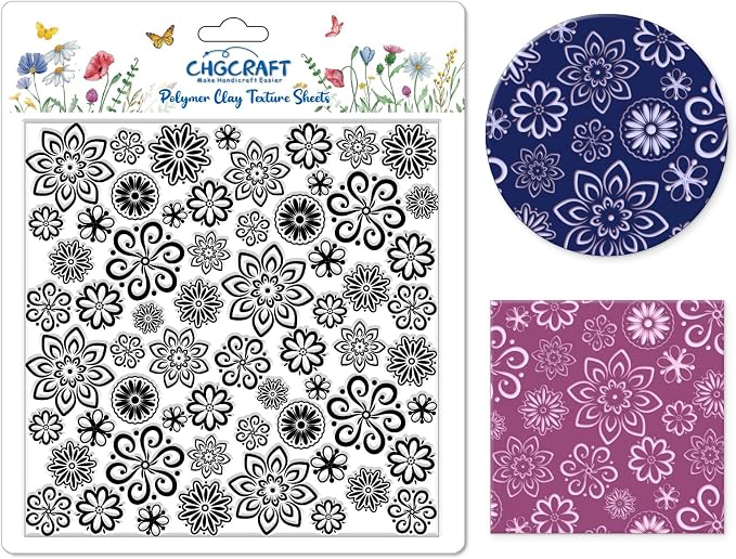 CHGCRAFT Lace Flowers Polymer Clay Texture Sheets Geometric Flowers Silicone by chgcraft