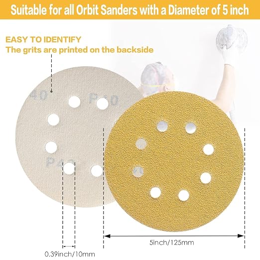 100PCS 5 Inch 8 Hole Sanding Discs 60 Grit - Image 4