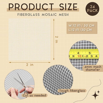 24 Set 12 x 12 Mosaic Mesh for Back Mounted Tile Fiberglass Mosaic Mesh Backing - Image 2
