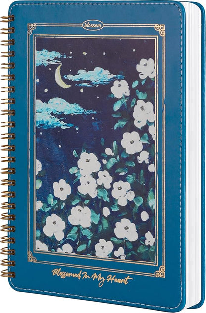 Spiral Notebook for Women, Durable A5 Leather Hardcover Notebooks, 140 Lined by MGGAO