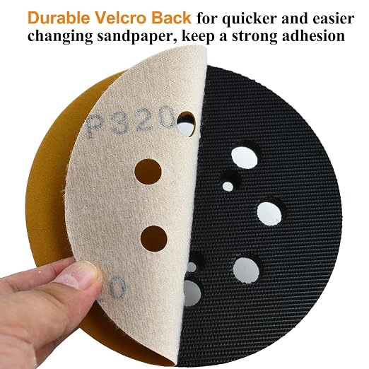 5-Inch 8-Hole Hook and Loop Sanding Discs 320-Grit Random Orbit Sandpaper - Image 4