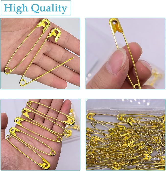 60PCS Safety Pins, 3 inch Large Safety Pins, Rust-Resistant Nickel Plated Steel - Image 3