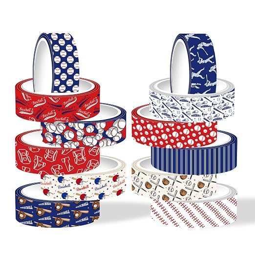 12 Rolls Baseball Washi Tape, Sport Masking Tape, Stadium Decorative Tapes by Unknown
