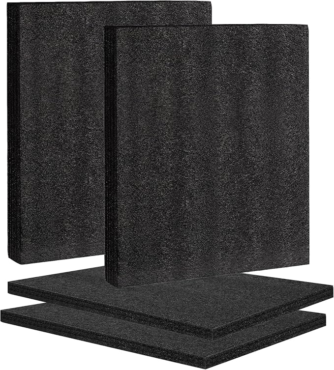 4 Pcs Black Polyurethene Foam Sheets, 2 Sizes Cuttable Packing Foam Block Foam by Yeecheng