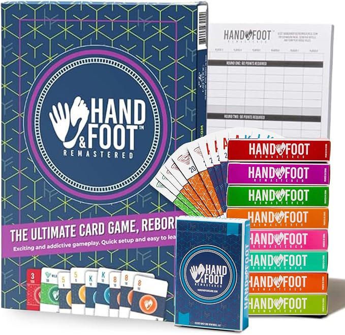 Hand & Foot Remastered 8 Player Edition + Bonus 120-Page Scorepad – Card Game by HandFootRemastered