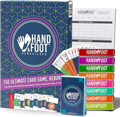 Hand & Foot Remastered 8 Player Edition + Bonus 120-Page Scorepad – Card Game by HandFootRemastered