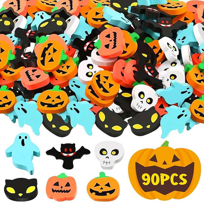 90 Pcs Halloween Mini Erasers for Kids, PLULON Goody Bag Fillers Pumpkin Black by PLULON