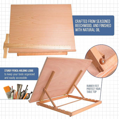 U.S. Art Supply X-Large 26" x 21" Adjustable Wood Art Drawing Board - Image 4