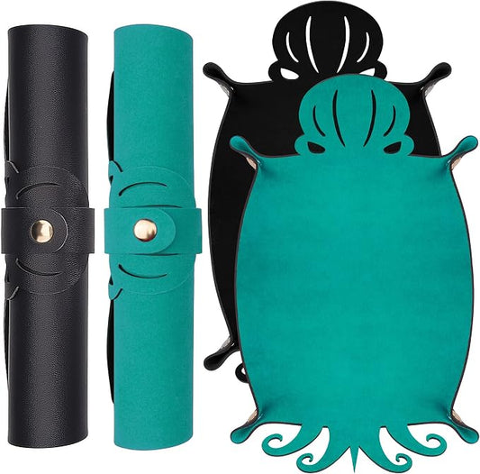 SIQUK 2 Pieces Octopus Dice Rolling Tray PU Leather Dice Mat Folding Scroll by SIQUK