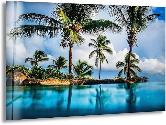 My Photostation.com 20Wx14H'' Island & Blue Sea Glass Wall ArtTempered Glass by MyPhotostation