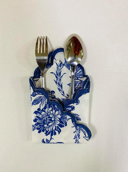 Ridhi Incremental Blue Hand Block Print Napkins 18" x 18" Set of 4 Reusable - Image 9