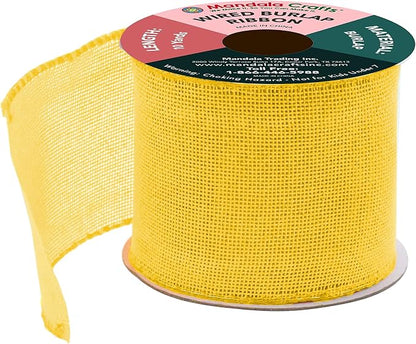 Mandala Crafts Yellow Burlap Wired Ribbon 3 Inches Wide Jute Ribbons - Image 2