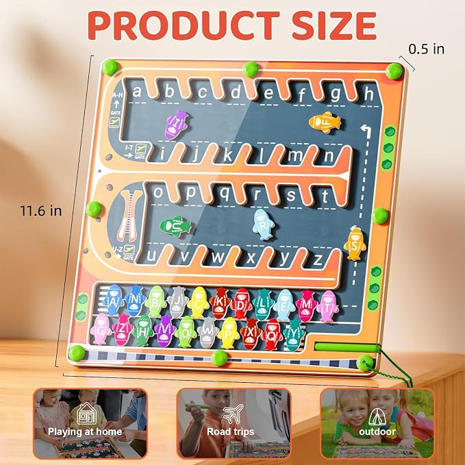 Magnetic Alphabet Maze, Montessori Magnetic Maze Board - Image 3