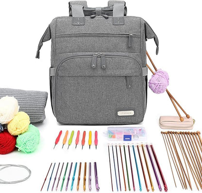 Knitting Bag Backpack Yarn Storage Organizer Travel Bag - Image 2