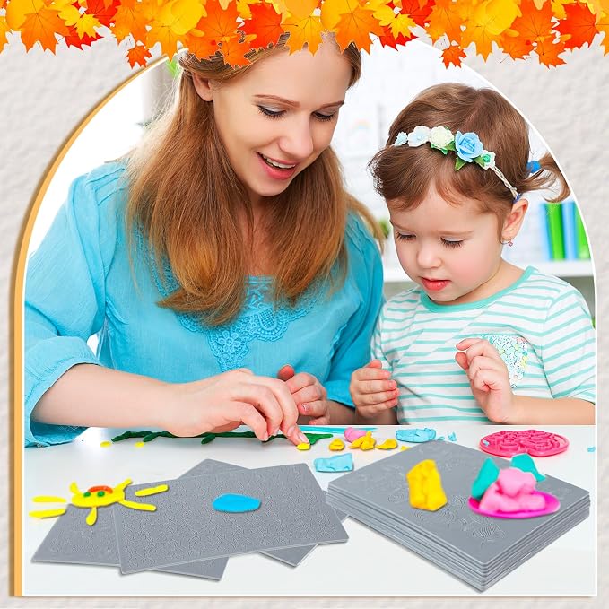 12 Pcs Fall Polymer Clay Texture Sheets Set, Maple Leaves, Pumpkin Miniature - Image 6