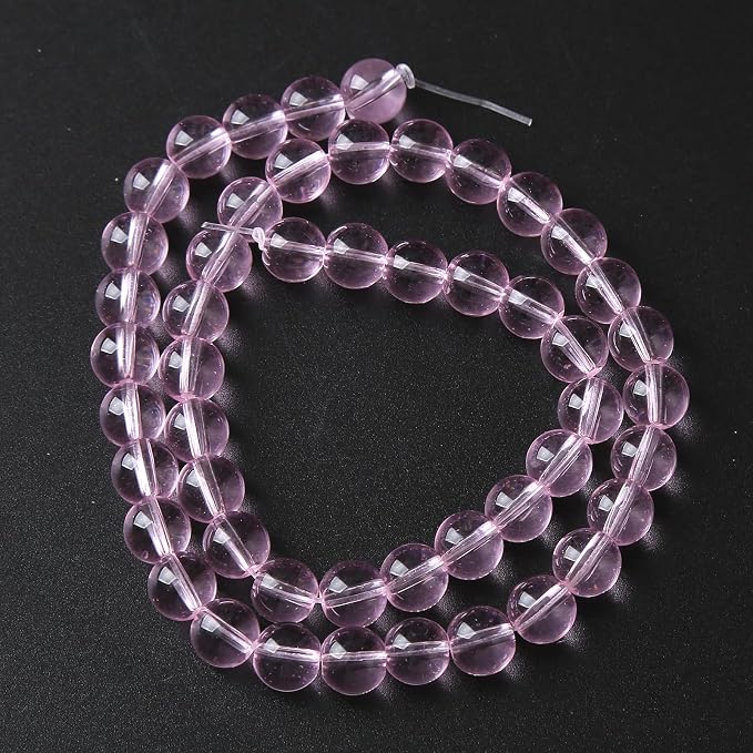 10mm 38pcs Smooth Rose Pink Glass Beads Quartz Crystal Round Loose Beads - Image 5
