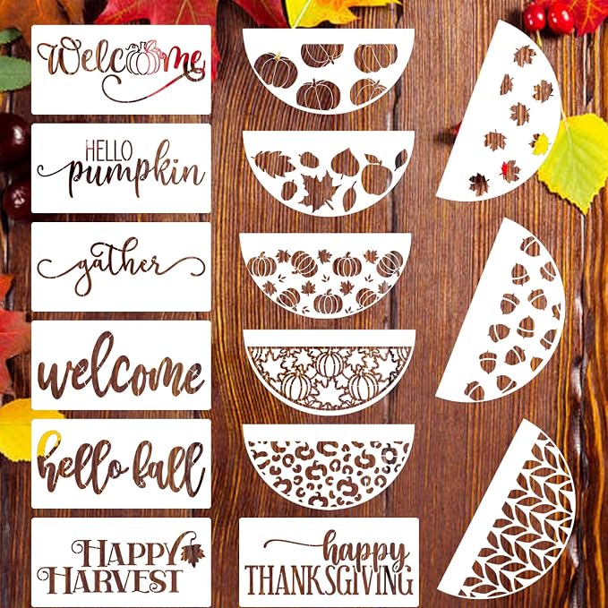 Fall Stencils Thanksgiving Stencils Autumn Hello Pumpkin Happy Harvest Stencil by SUNVERSE