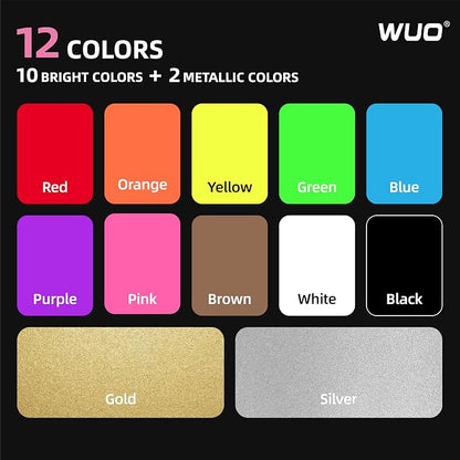 WUO Window Chalk Markers, 12 Colors Car Markers, 15mm 3-In-1 Jumbo Wide Nib - Image 2