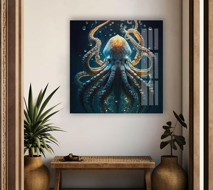 My Photostation.com 40WX60H'' Underwater Blue Octopus Glass Wall Art Tempered - Image 6