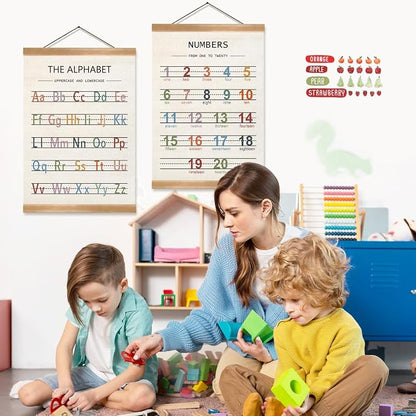 ZTGDA Alphabet Numbers Poster Set of 2, Children's room Wall Art, ABC Banner - Image 4