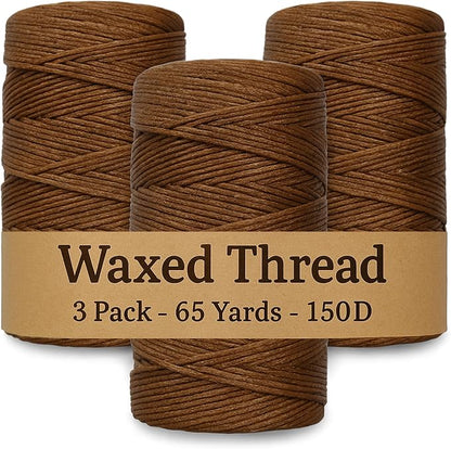 Waxed Thread 3X Wax Thread, 65 Yardx0.8mm Wax String, 150D Waxed Leather String by Kraftex