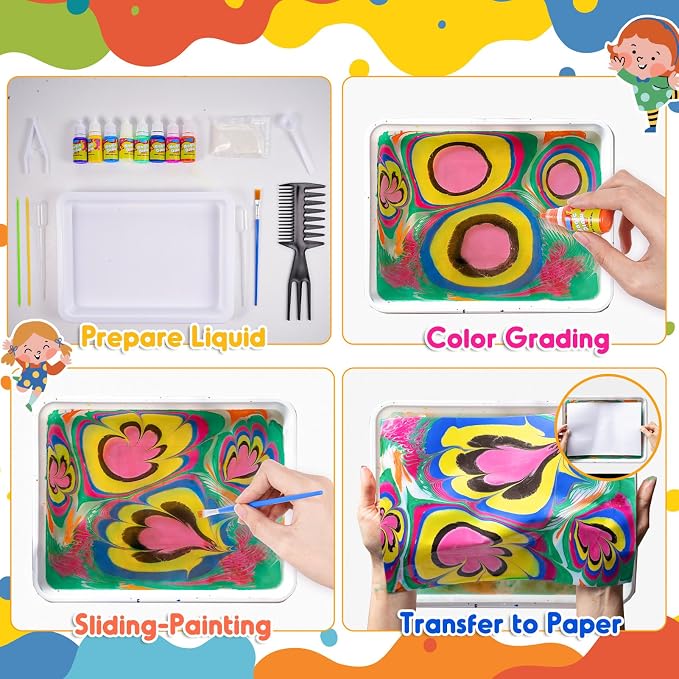 Glow Water Marbling Paint for Kids, Arts and Crafts Crafts for Kid Age 6-12 - Image 3