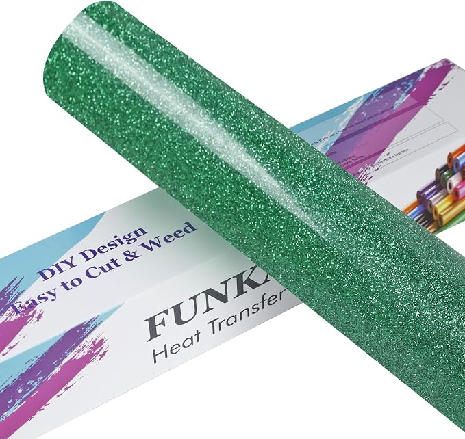 FUNKAKA Glitter Green HTV Heat Transfer Vinyl Rolls by FUNKAKA